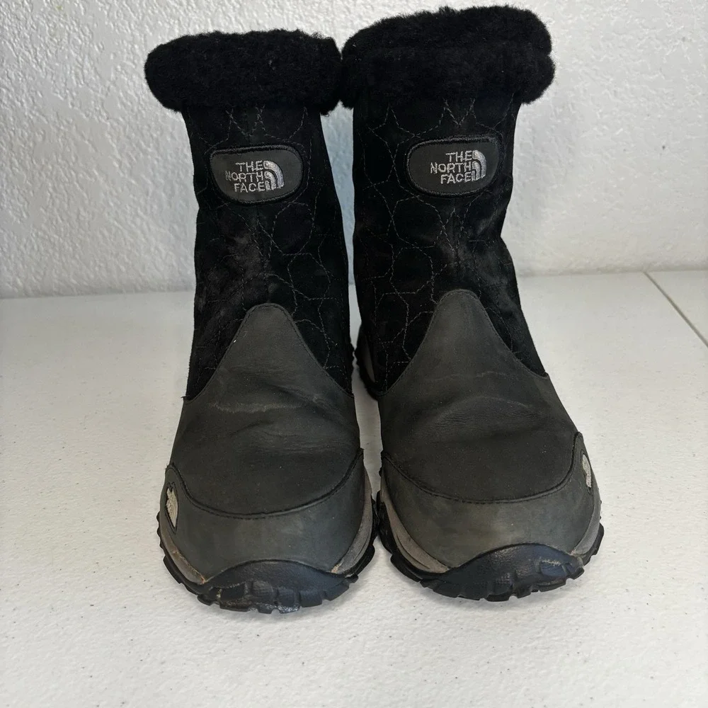 The North Face Snow Boots Womens Size 7 Black Suede Waterproof Primaloft Winter